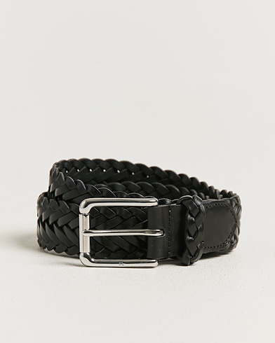 Ralph Lauren Purple Label Braided Belt Black Vachetta – Schwarz