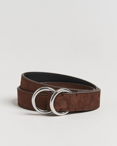 Ralph Lauren Purple Label Ring Belt Dark Brown Suede – Schwarz