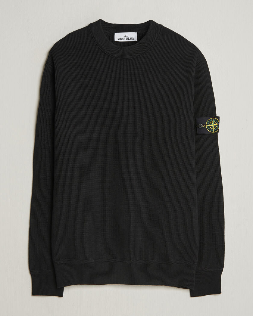 Stone Island Ribbed Soft Organic Cotton Crew Neck Black – Schwarz