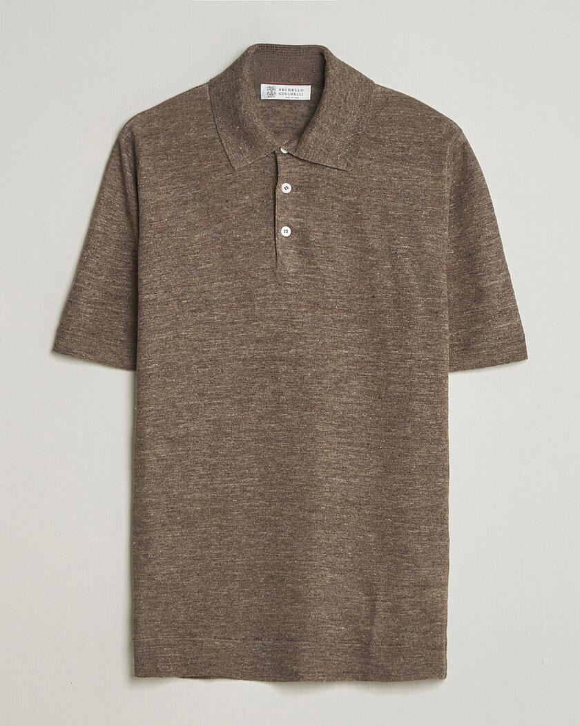 Brunello Cucinelli Linen Knitted Polo Brown – Braun