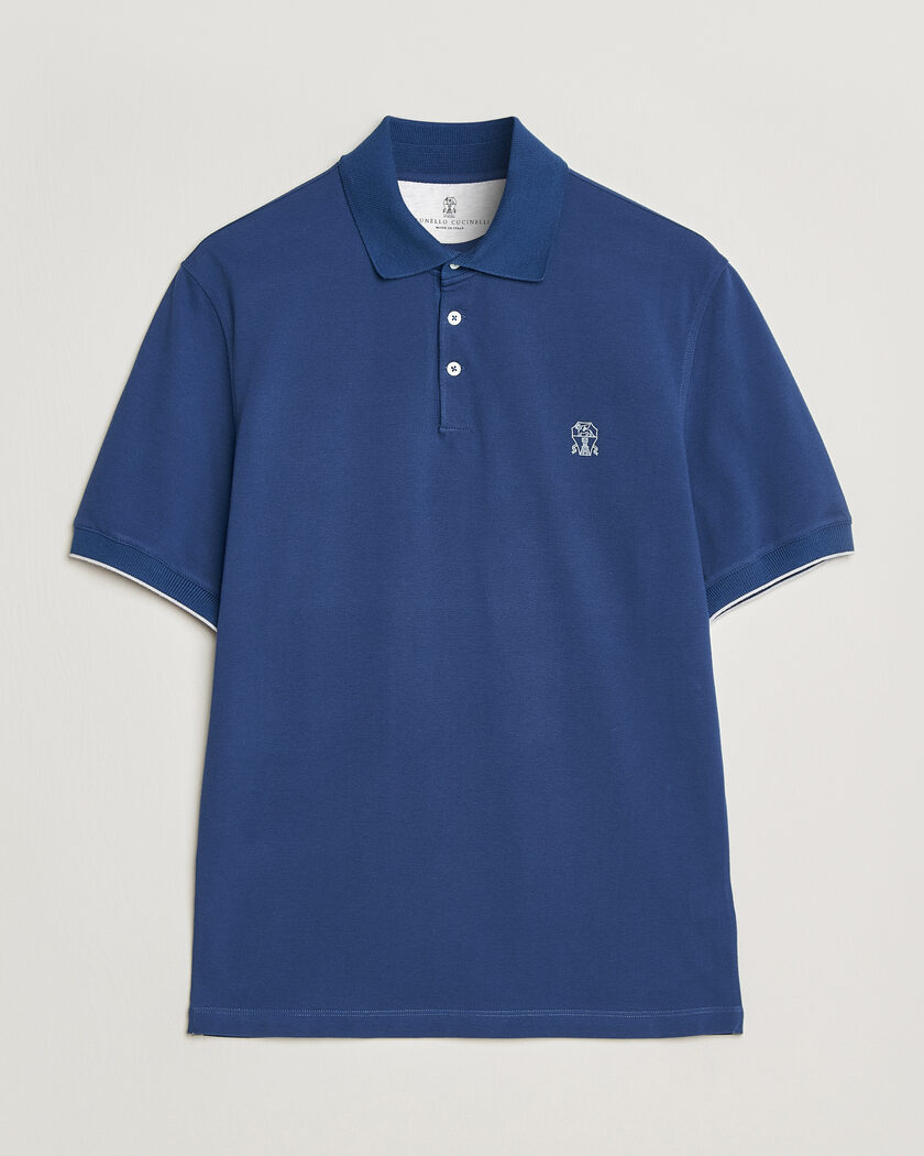 Brunello Cucinelli Short Sleeve Logo Polo Blue – Blau