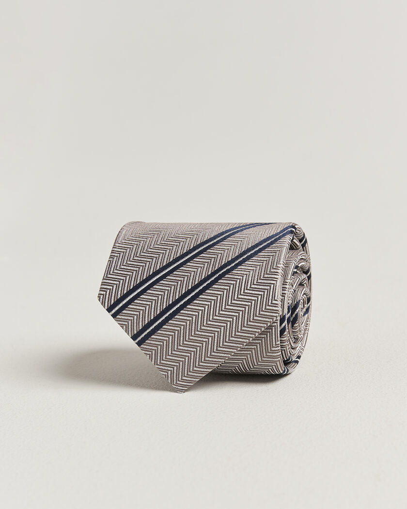 Brunello Cucinelli Regimental Stripe Silk Tie Brown – Braun