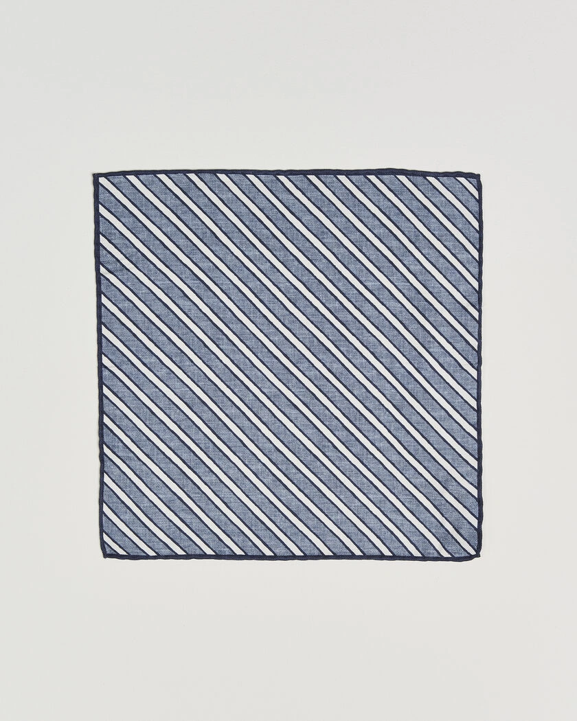 Brunello Cucinelli Striped Pocket Square Blue – Blau
