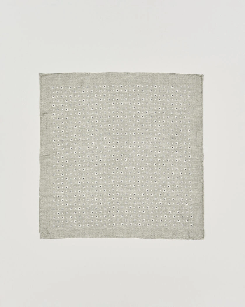 Brunello Cucinelli Printed Silk Pocket Square Olive – Grün