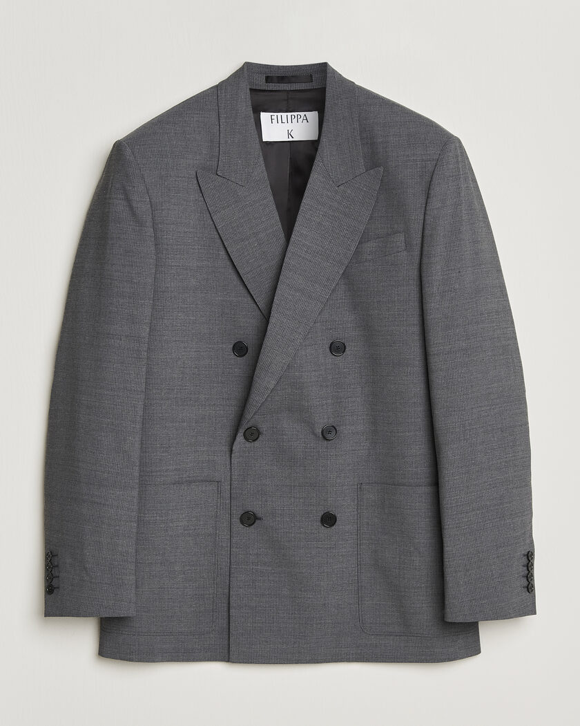 Filippa K Michael Wool Pinstriped Double Breasted Blazer Mid Grey – Grau