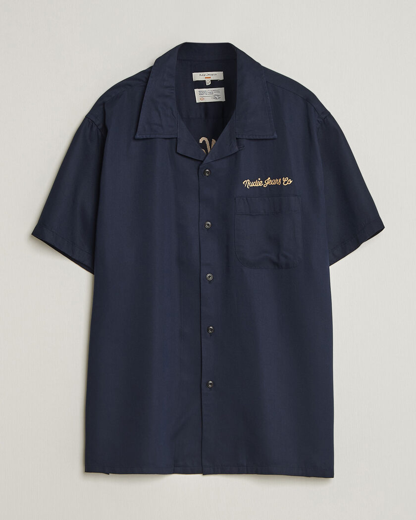 Nudie Jeans Arthur Bowling Shirt Navy – Blau