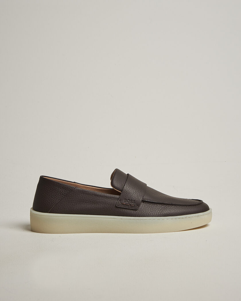 BOSS BLACK Randal Leather Loafer Dark Brown – Braun