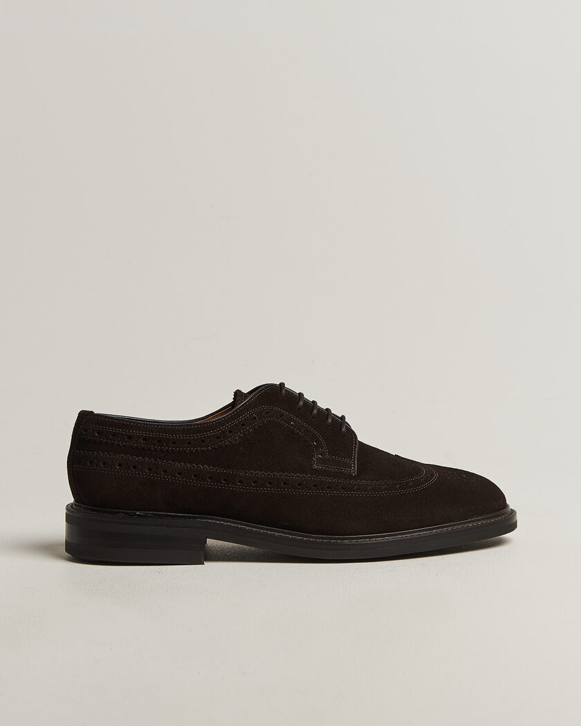 Loake Shoemakers Sovereign Longwing Suede Derby Dark Brown – Braun