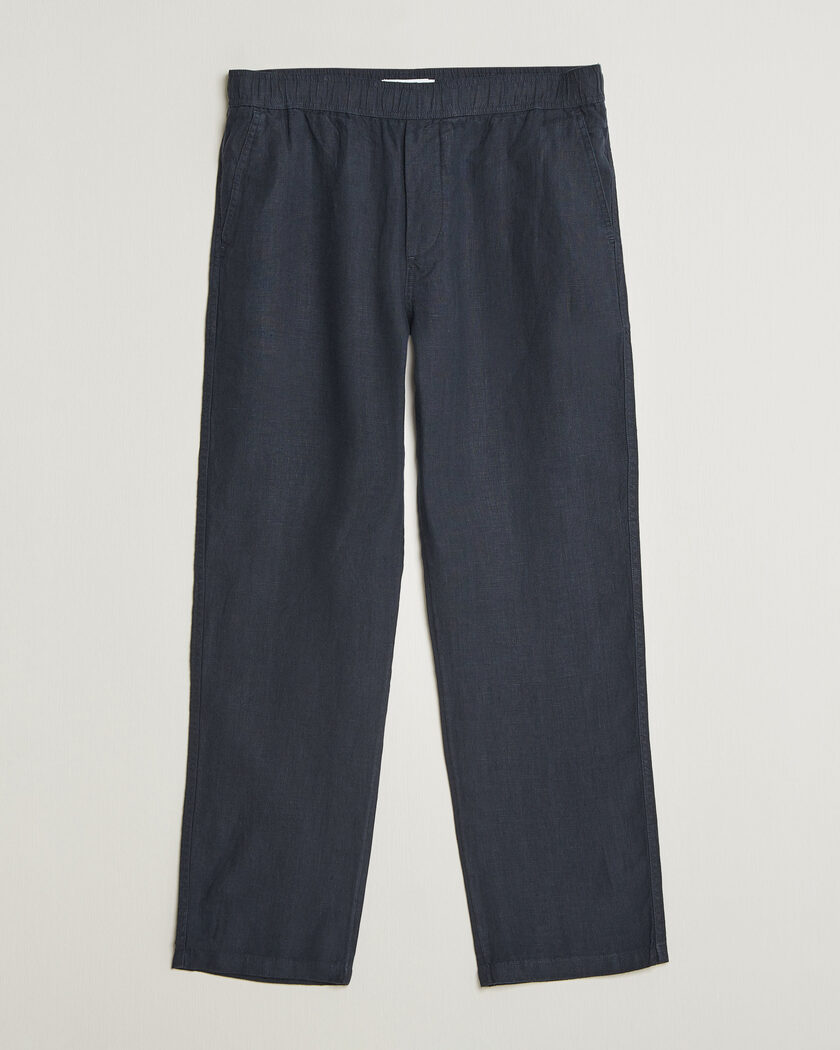 Samsøe Samsøe Jabari Linen Drawstring Trousers Salute Navy – Blau