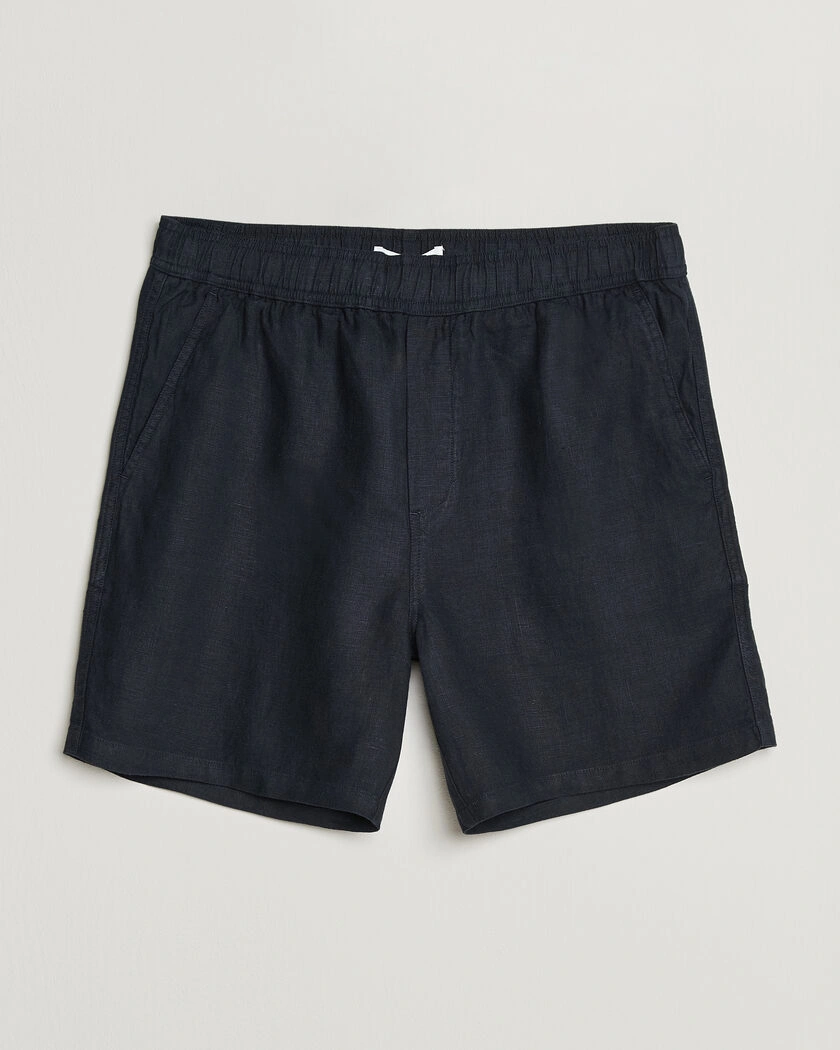 Samsøe Samsøe Jabari Linen Drawstring Shorts Salute Navy – Blau