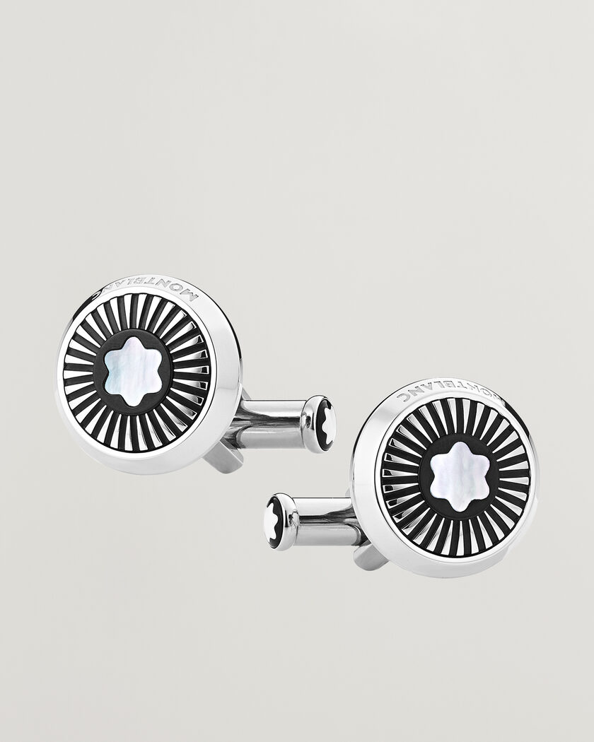 Montblanc Ray Pattern Mother-of-Pearl Snowcap Cufflinks – Silber