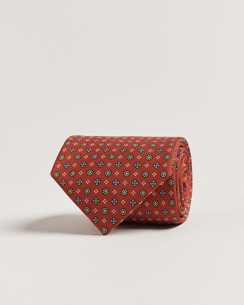 E. Marinella 3-Fold Printed Silk Tie Red – Rot