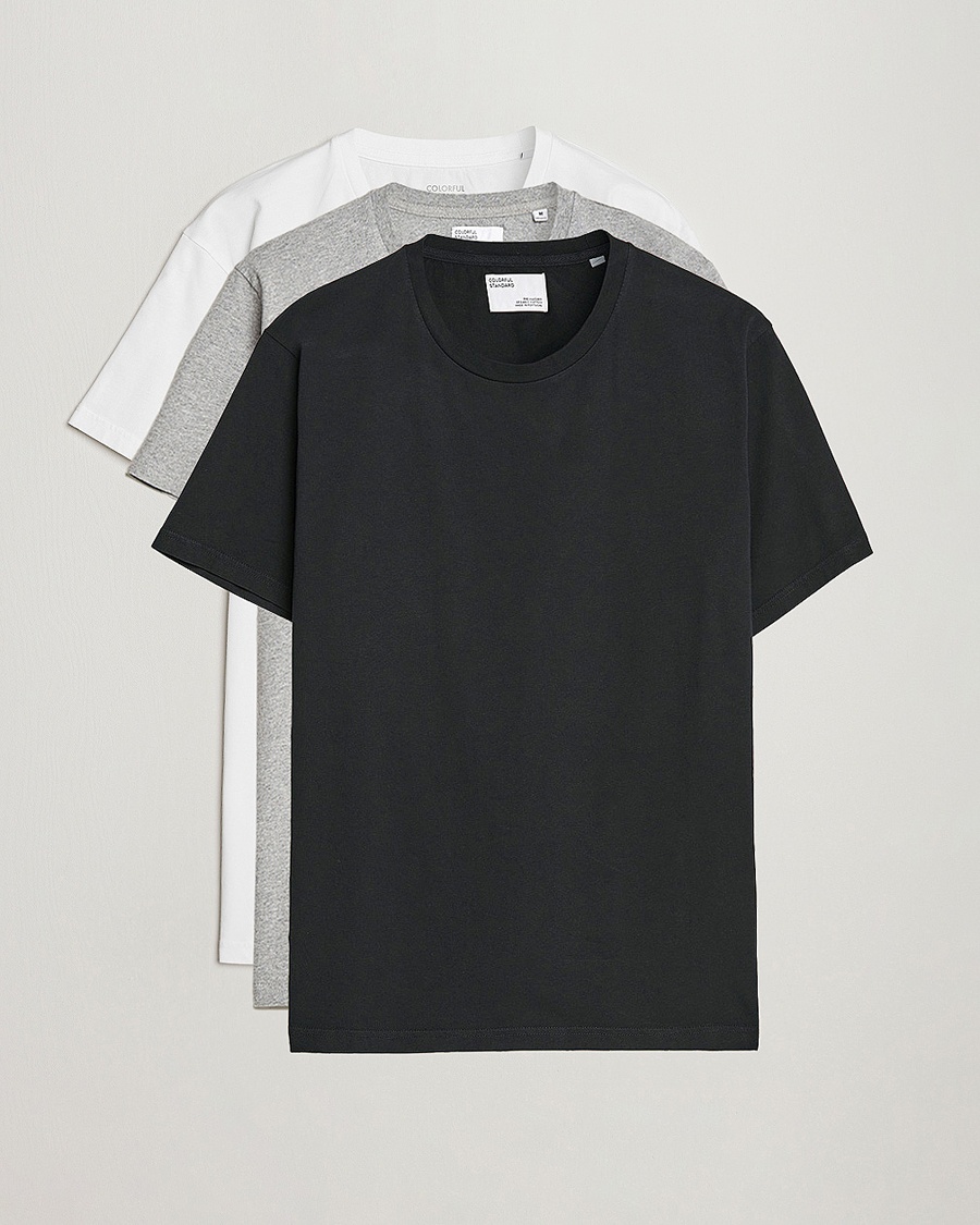 Colorful Standard 3-Pack Classic Organic T-Shirt Optical White/Heather Grey/Deep Black
