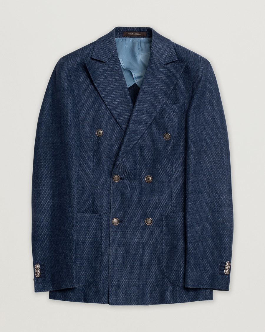 Pre-owned Oscar Jacobson Erik Double Breasted Blazer Blue – Blau