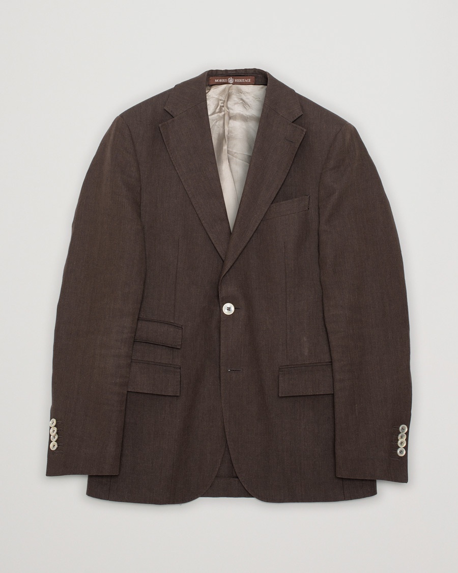 Pre-owned Morris Heritage Frank Oxford Linen/Cotton Blazer Brown – Braun
