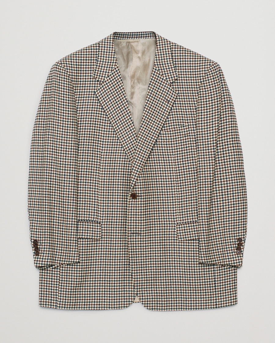 Pre-owned Caruso Aida Vintage Houndstooth Wool Blazer Brown 58 – Braun