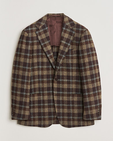 Pre-owned Ring Jacket Checked Wool Blazer Brown 50 – Braun