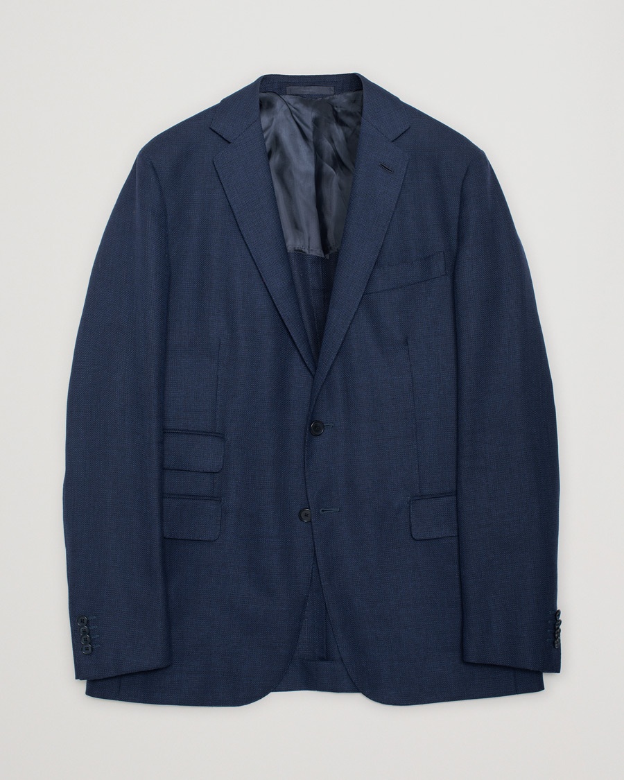 Pre-owned Caruso Wool Hopsack Blazer Navy 52 – Blau