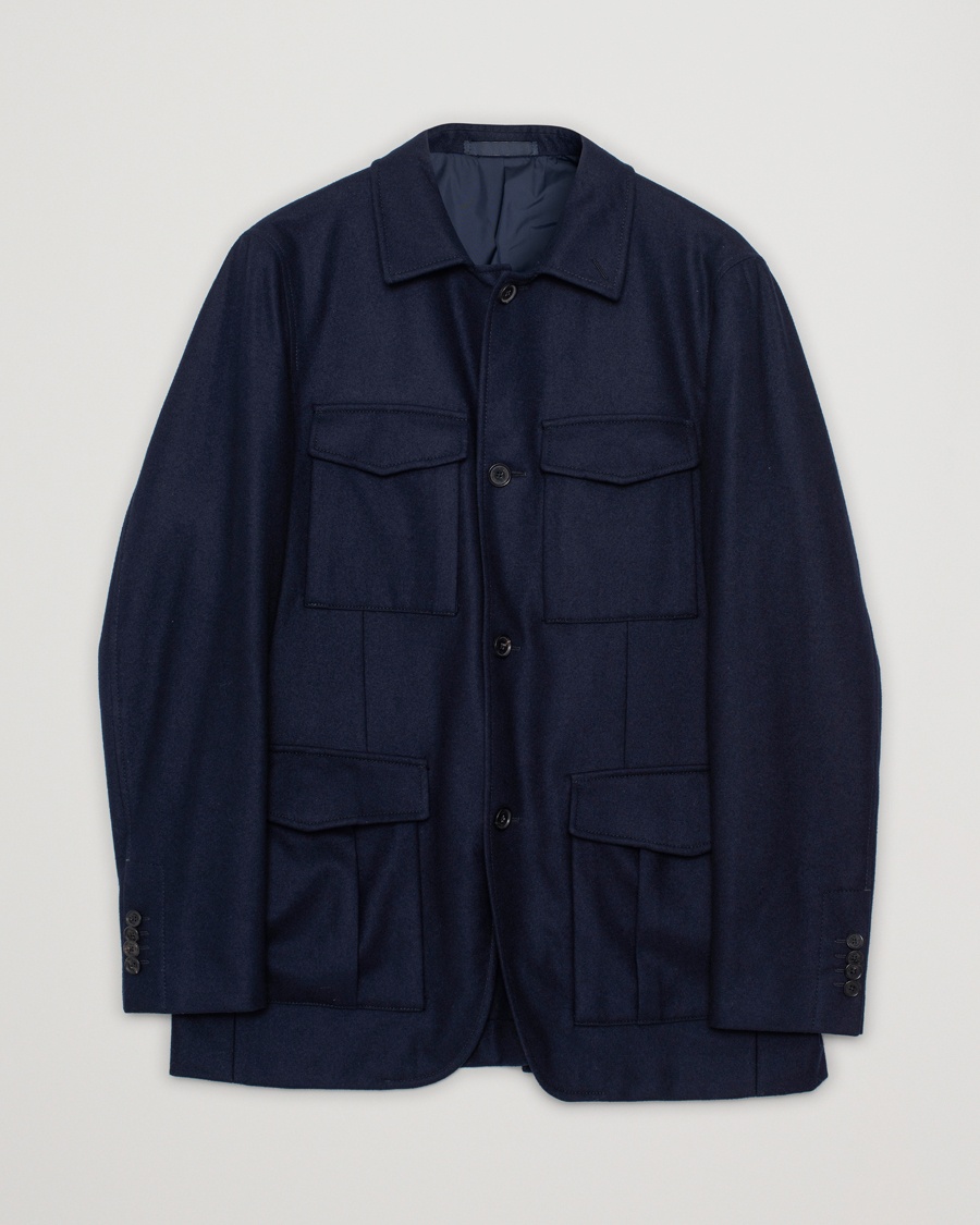Pre-owned Caruso Safari Wool Jacket Navy 50 – Blau
