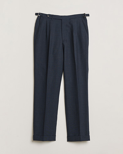 Pre-owned Berg&Berg High Waisted Double Pleated Wool Trousers Blue 52 – Blau