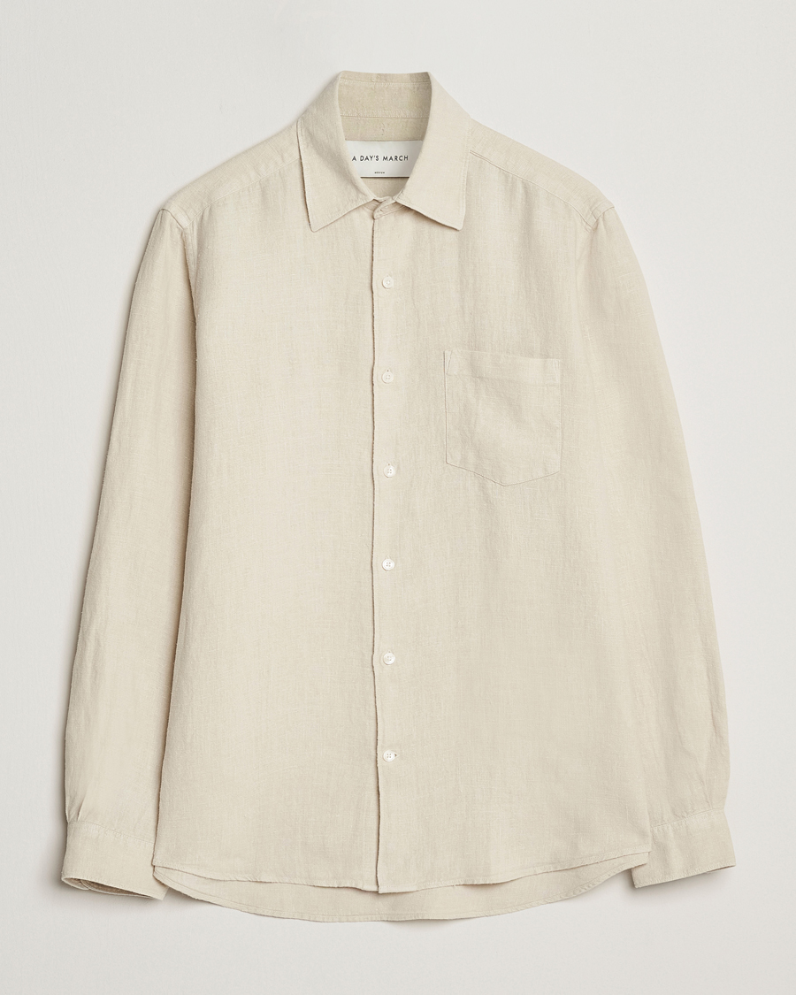 Herren | Hemden | A Day's March | Abu Linen Shirt Sand