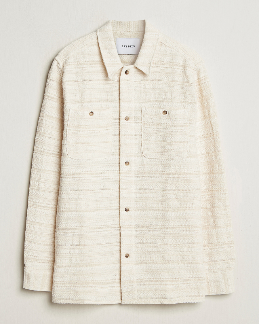 Herren | Hemden | LES DEUX | Jonas Structure Stripe Overshirt Ivory