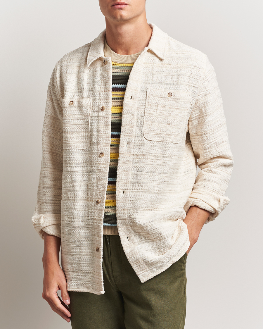 Herren | Hemden | LES DEUX | Jonas Structure Stripe Overshirt Ivory