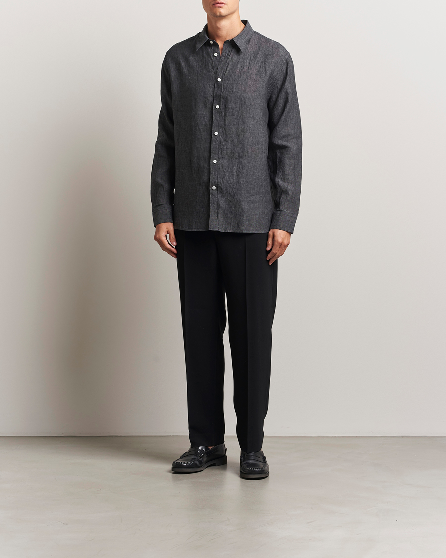 Herren | Hemden | J.Lindeberg | Linen Melange Shirt Black