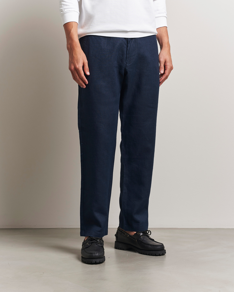 Herren | Hosen | NN07 | Aden Regular Fit Linen Chinos Navy Blue