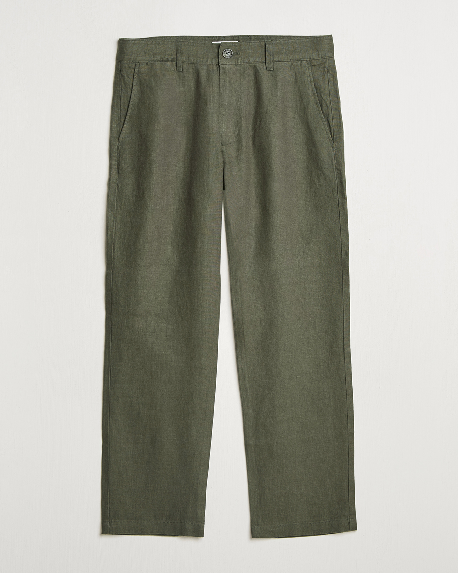 Herren | Hosen | NN07 | Aden Regular Fit Linen Trousers Croc Green