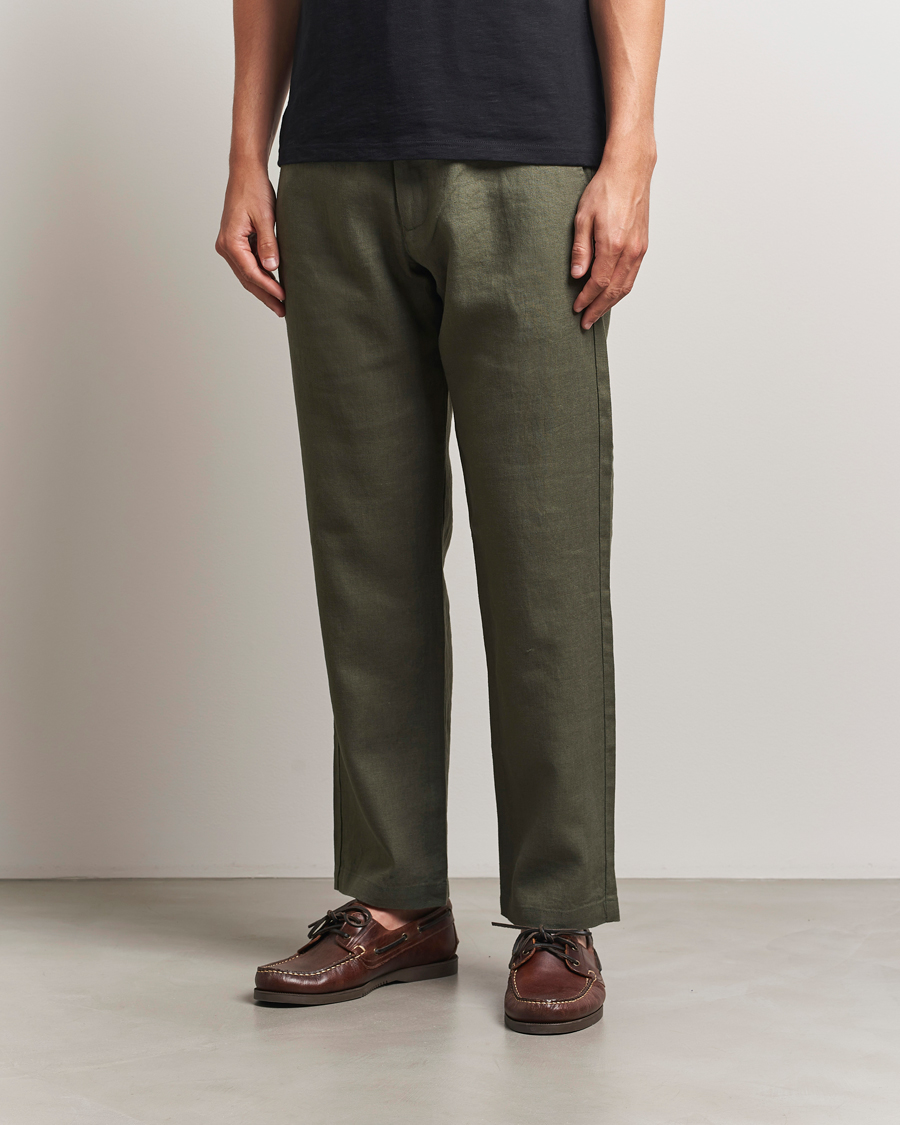 Herren | Hosen | NN07 | Aden Regular Fit Linen Trousers Croc Green