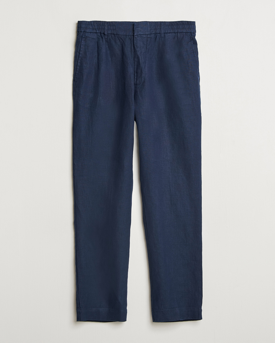 Herren | Hosen | NN07 | Billie Linen Drawstring Trousers Navy Blue