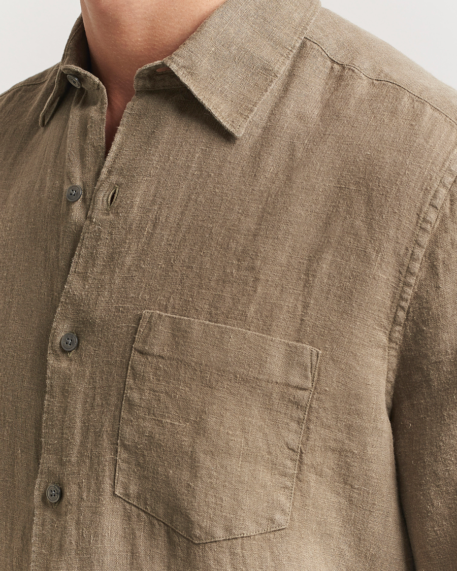 Herren | Hemden | A Day's March | Abu Linen Shirt Clay
