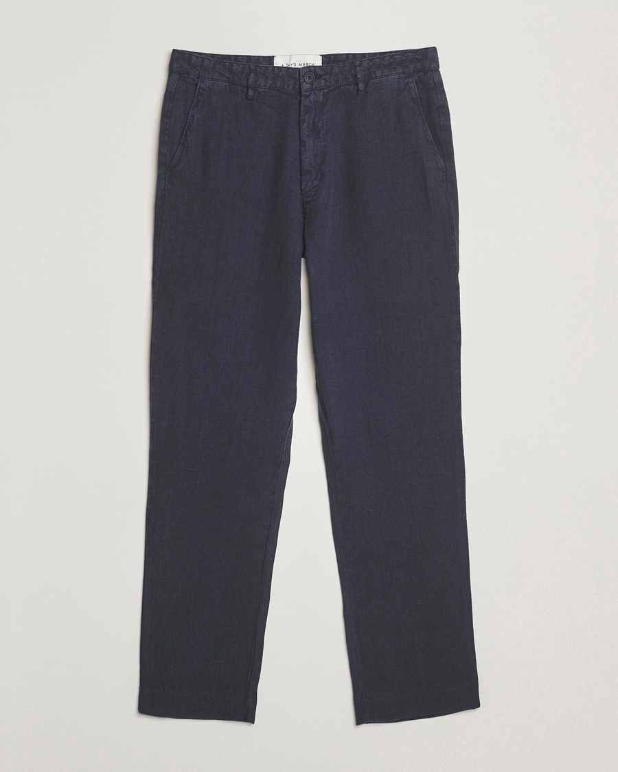 Herren | Hosen | A Day's March | Madu Linen Trousers Navy