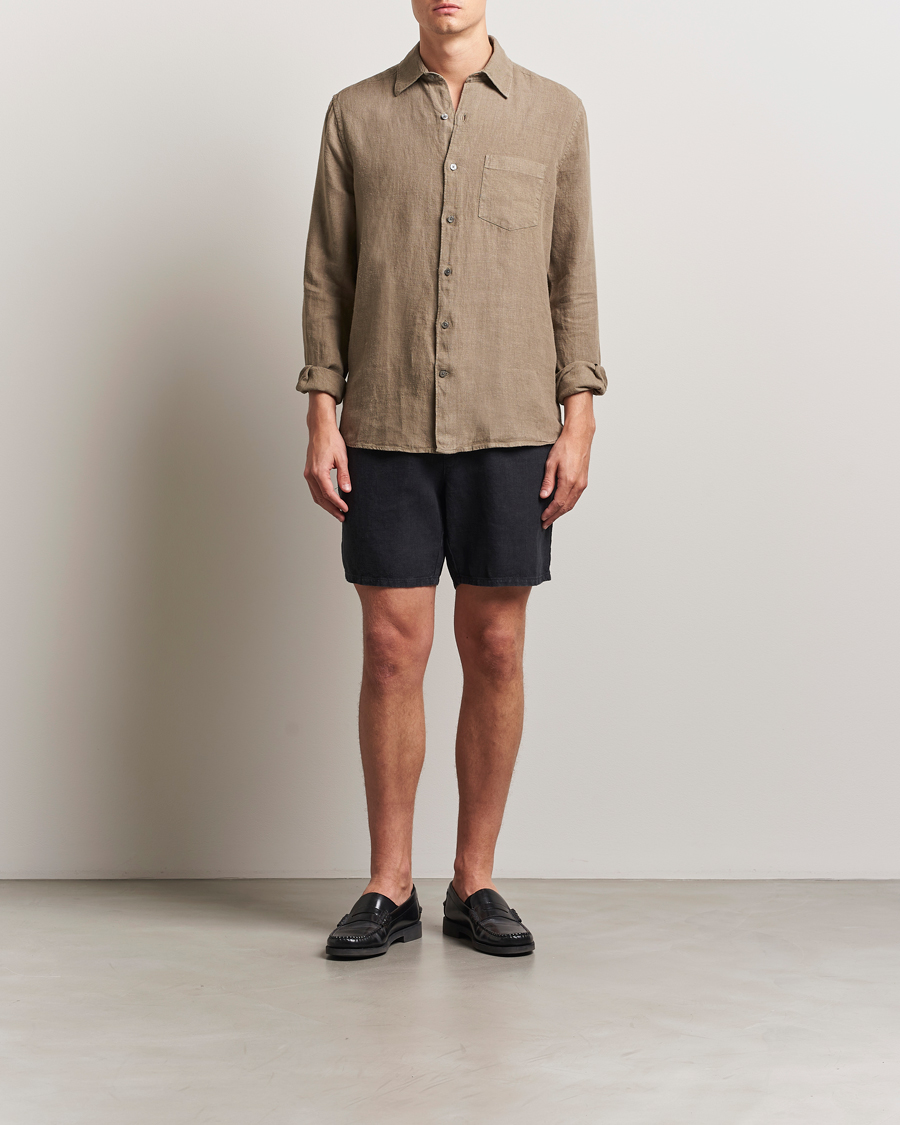 Herren | Shorts | A Day's March | Ipu Linen Drawstring Shorts Off Black