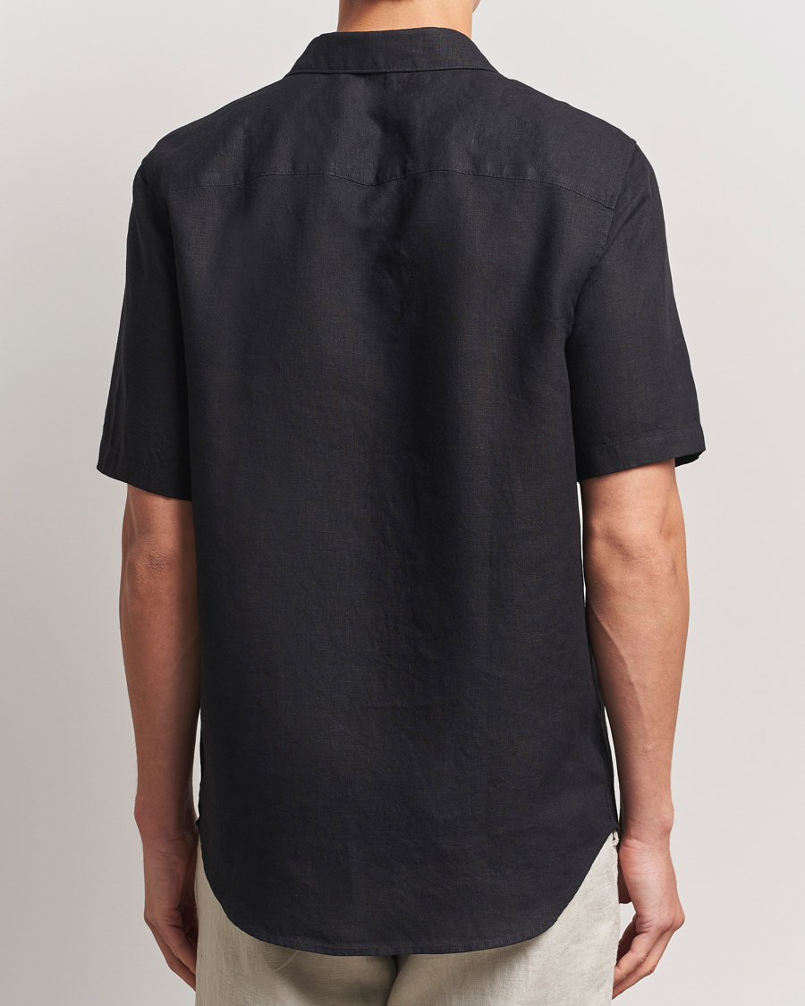 Herren | Hemden | NN07 | Enzo Linen Short Sleeve Shirt Black