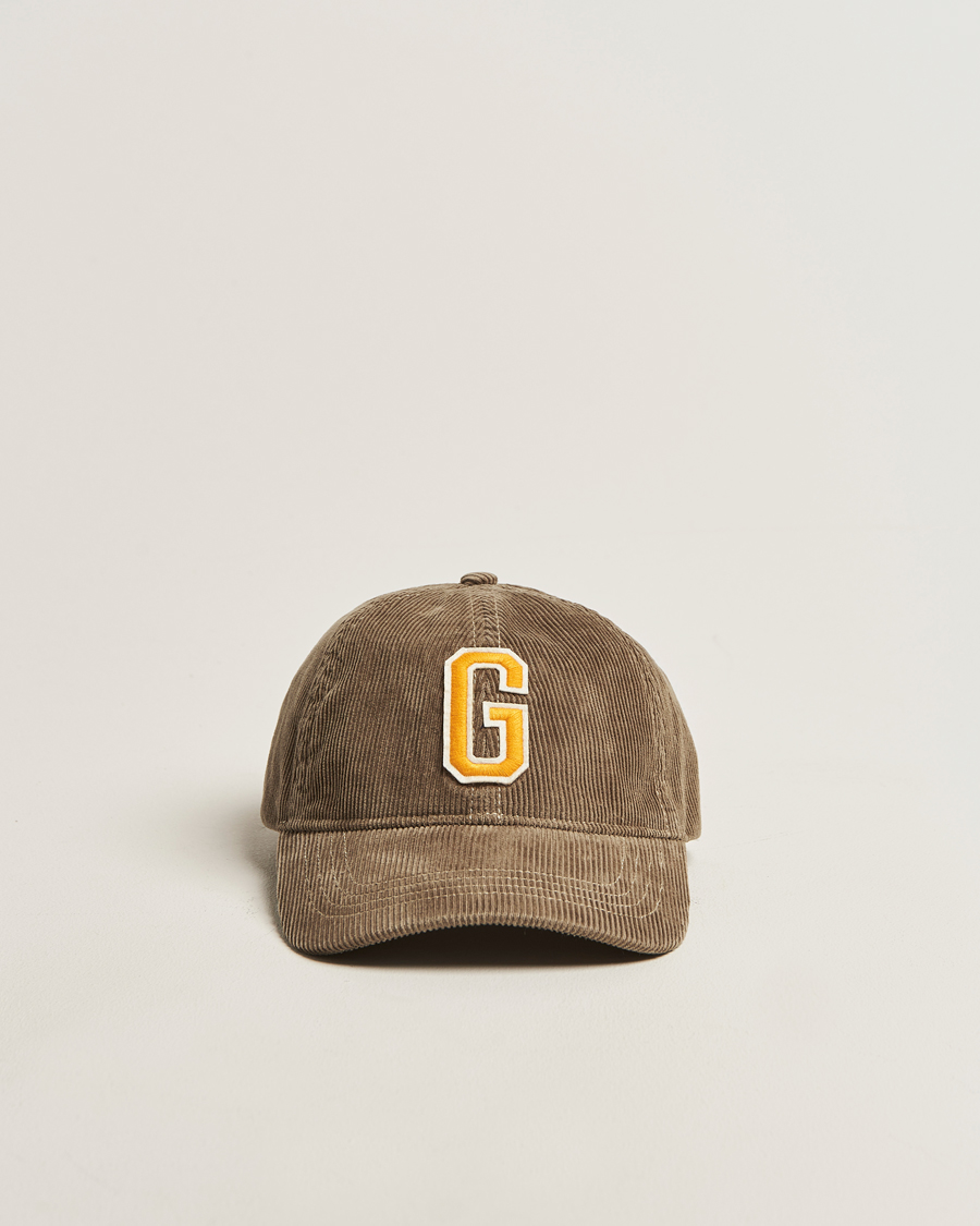 Herren | GANT G Badge Corduroy Cap Taupe Beige | GANT | G Badge Corduroy Cap Taupe Beige