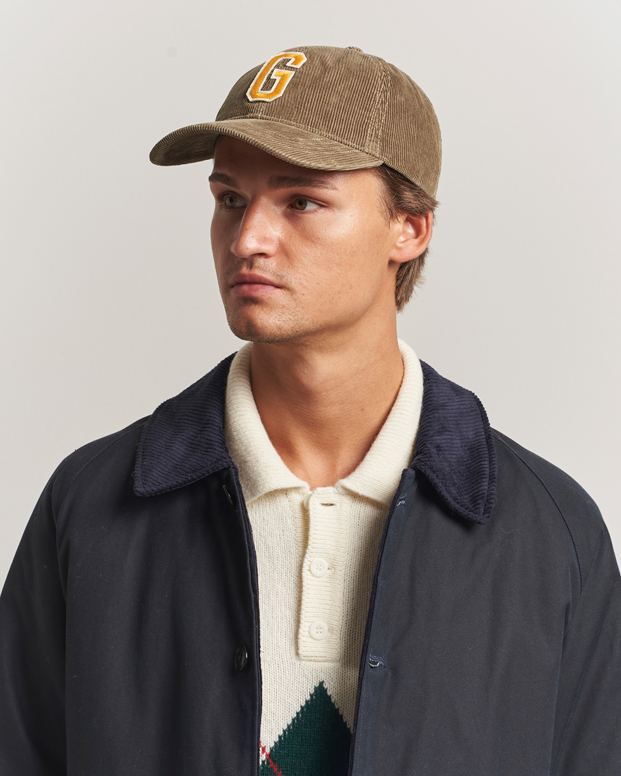 Herren | GANT G Badge Corduroy Cap Taupe Beige | GANT | G Badge Corduroy Cap Taupe Beige