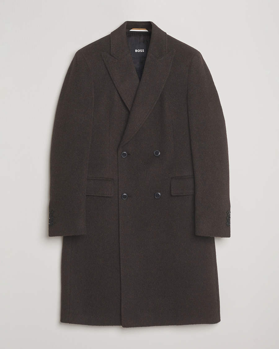 Herren | Jacken | BOSS BLACK | Hyde Wool/Alpaca Double Breasted Coat Dark Brown