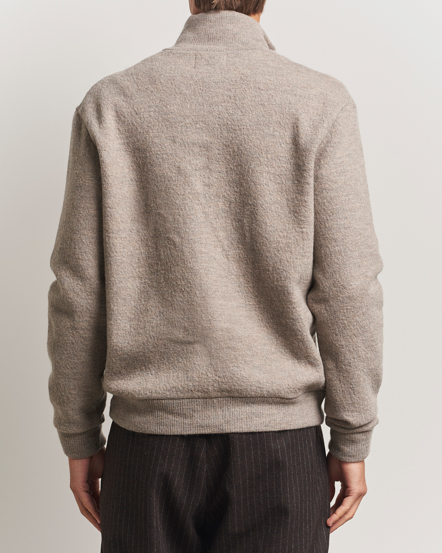 Herren | Pullover | NN07 | Boiled Wool Full Zip Khaki Beige