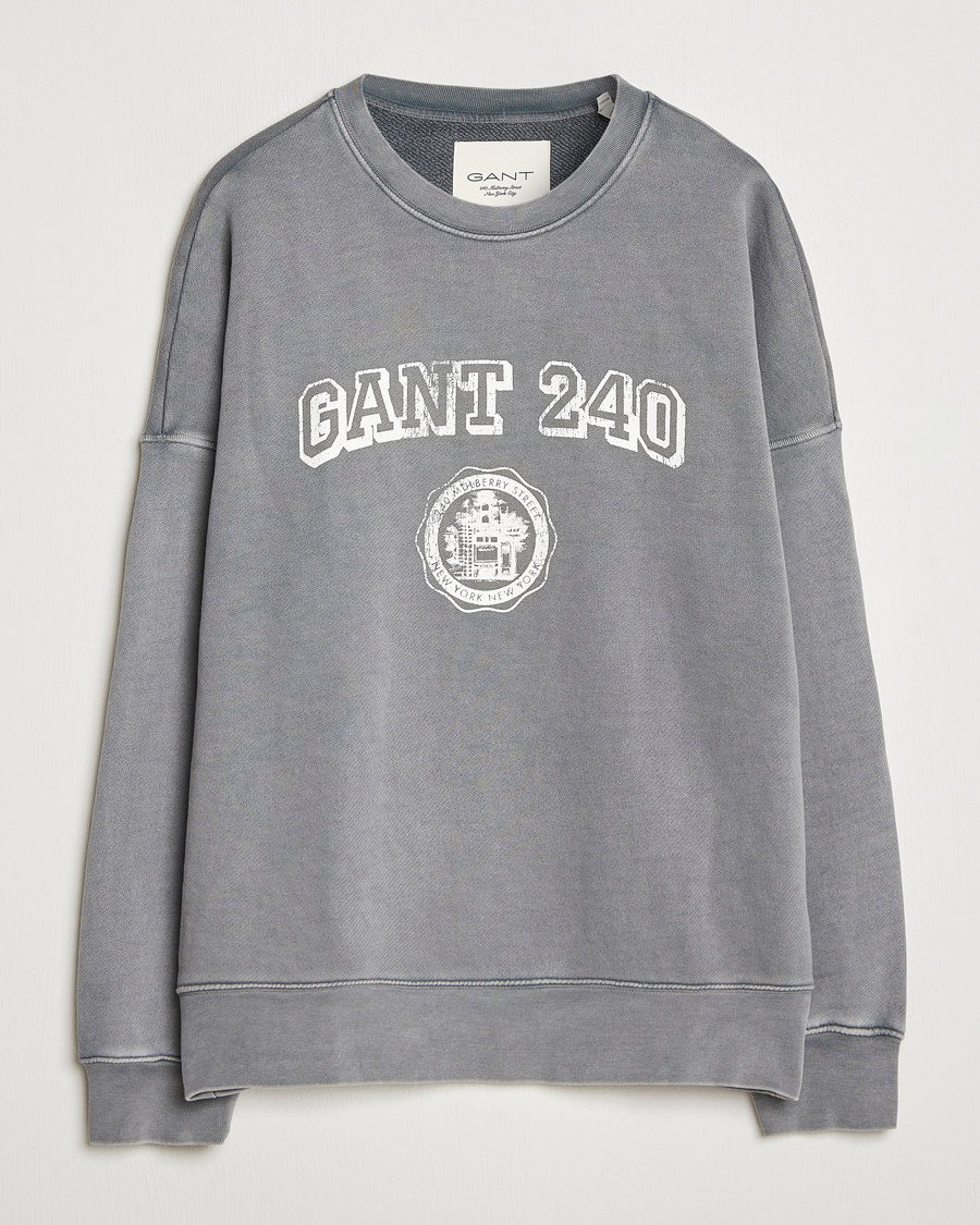 Herren | Pullover | GANT 240 Mulberry Street | Vintage Graphic Crew Neck Sweatshirts Steel Grey