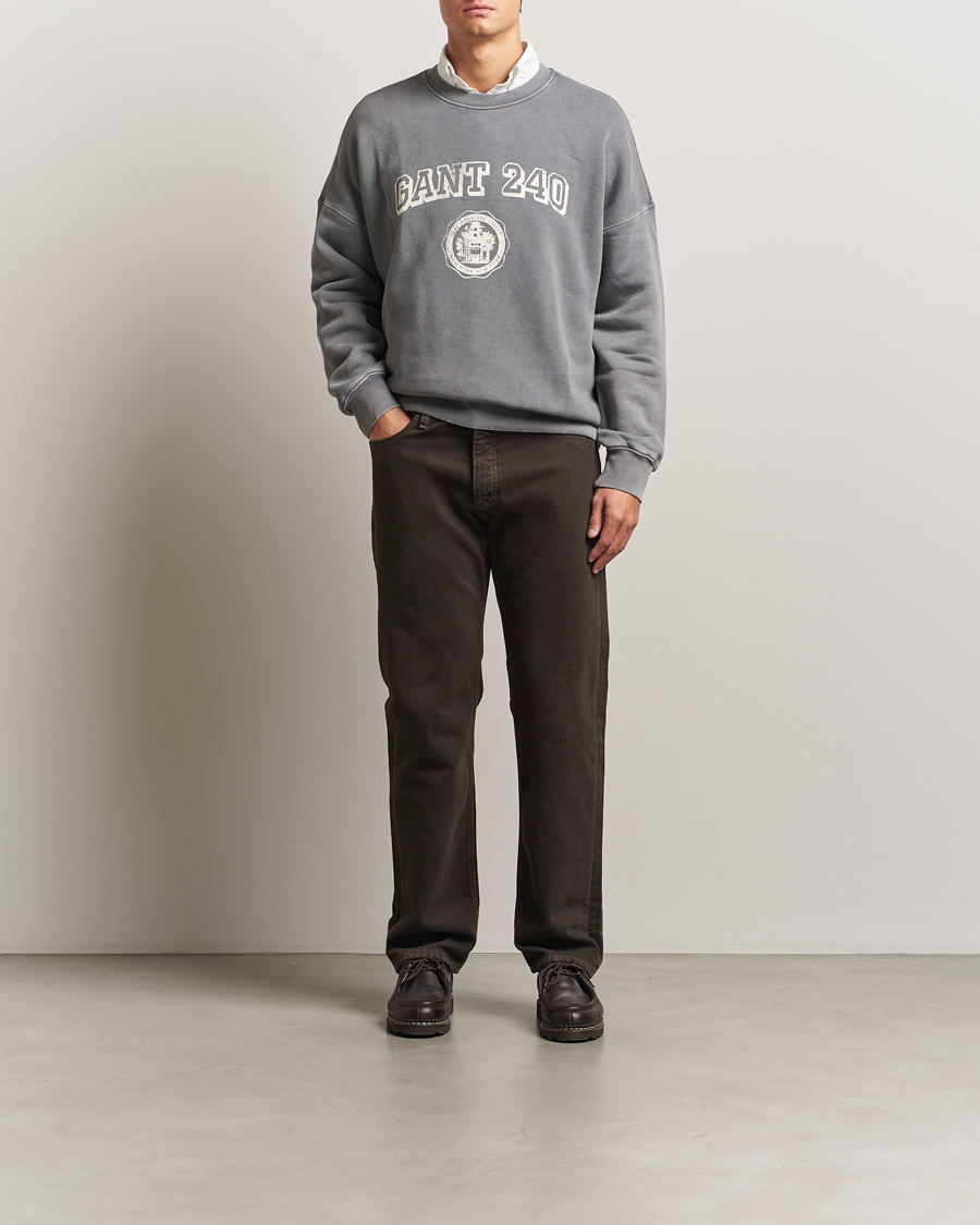 Herren | Pullover | GANT 240 Mulberry Street | Vintage Graphic Crew Neck Sweatshirts Steel Grey