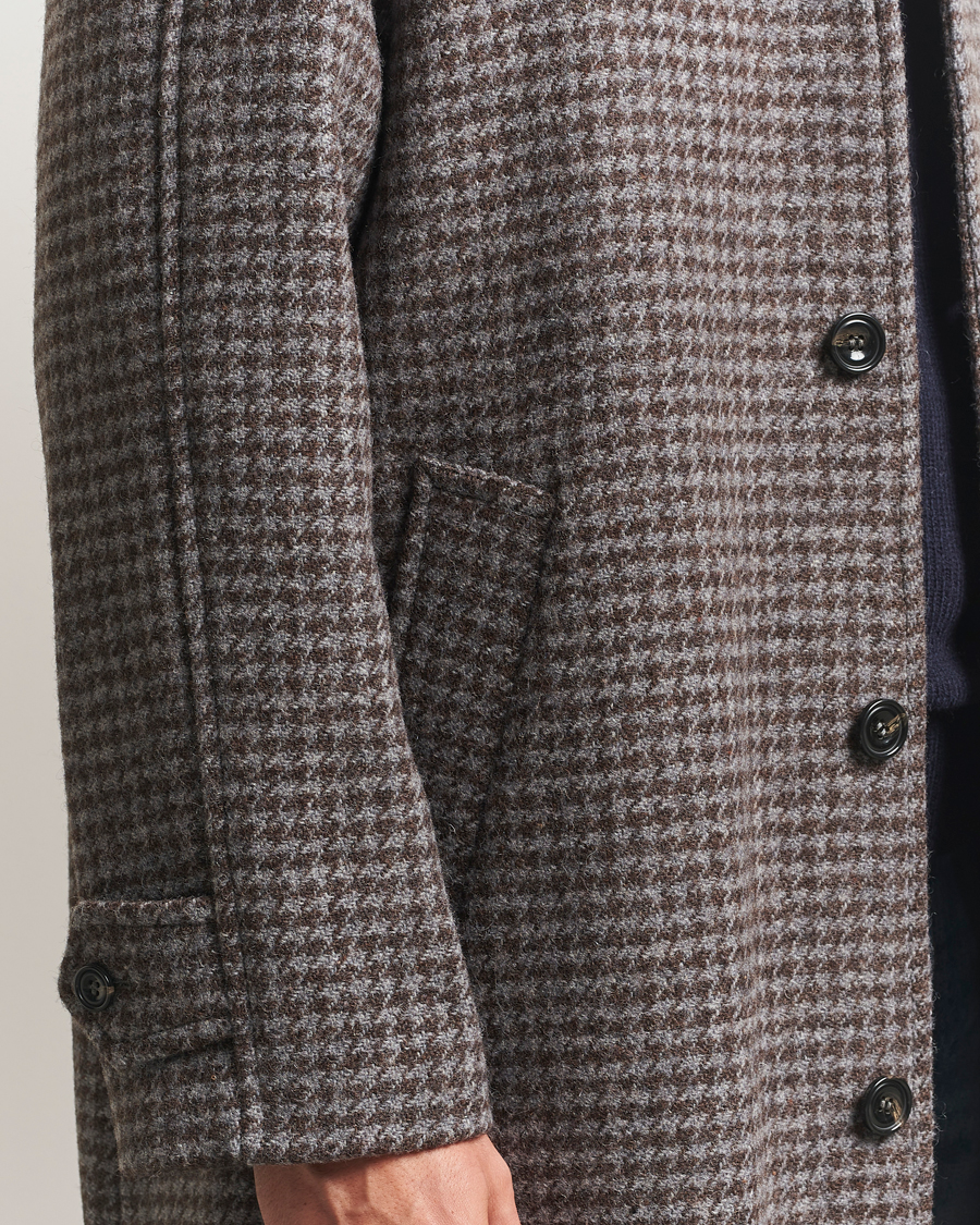Herren | Jacken | GANT | Wool Balmacaan Houndstooth Coat Deep Brown