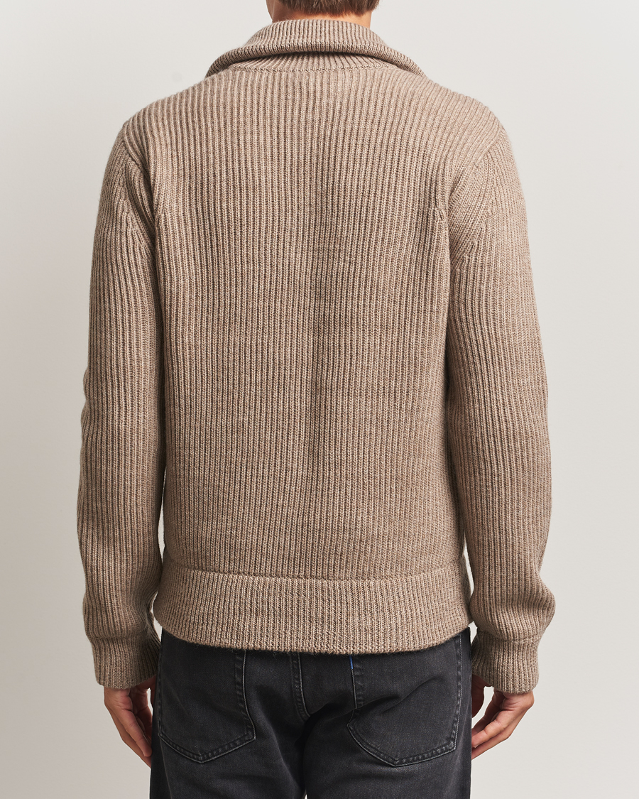 Herren | Pullover | Tiger of Sweden | Niall Heavy Wool Full Zip Beige Melange