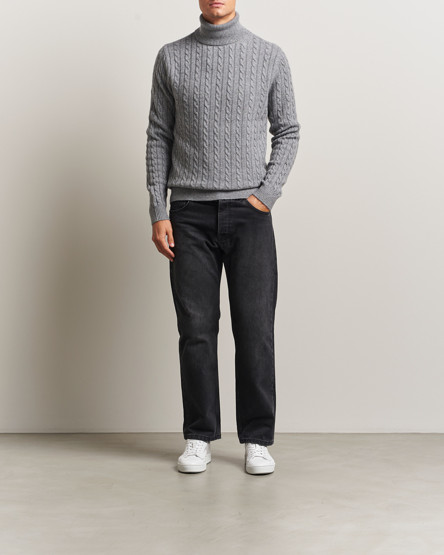Herren | Pullover | Tiger of Sweden | Wilde Wool/Cashmere Knitted Sweater Light Grey Melange