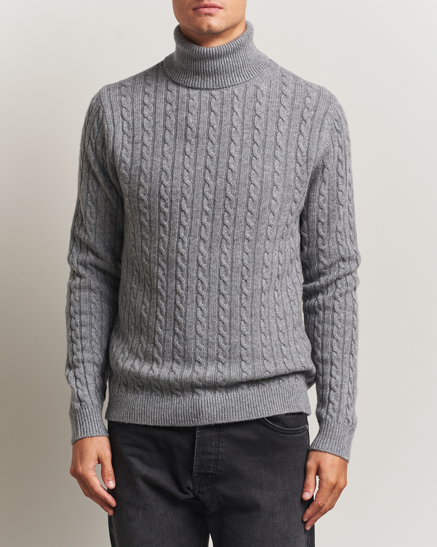 Herren | Pullover | Tiger of Sweden | Wilde Wool/Cashmere Knitted Sweater Light Grey Melange