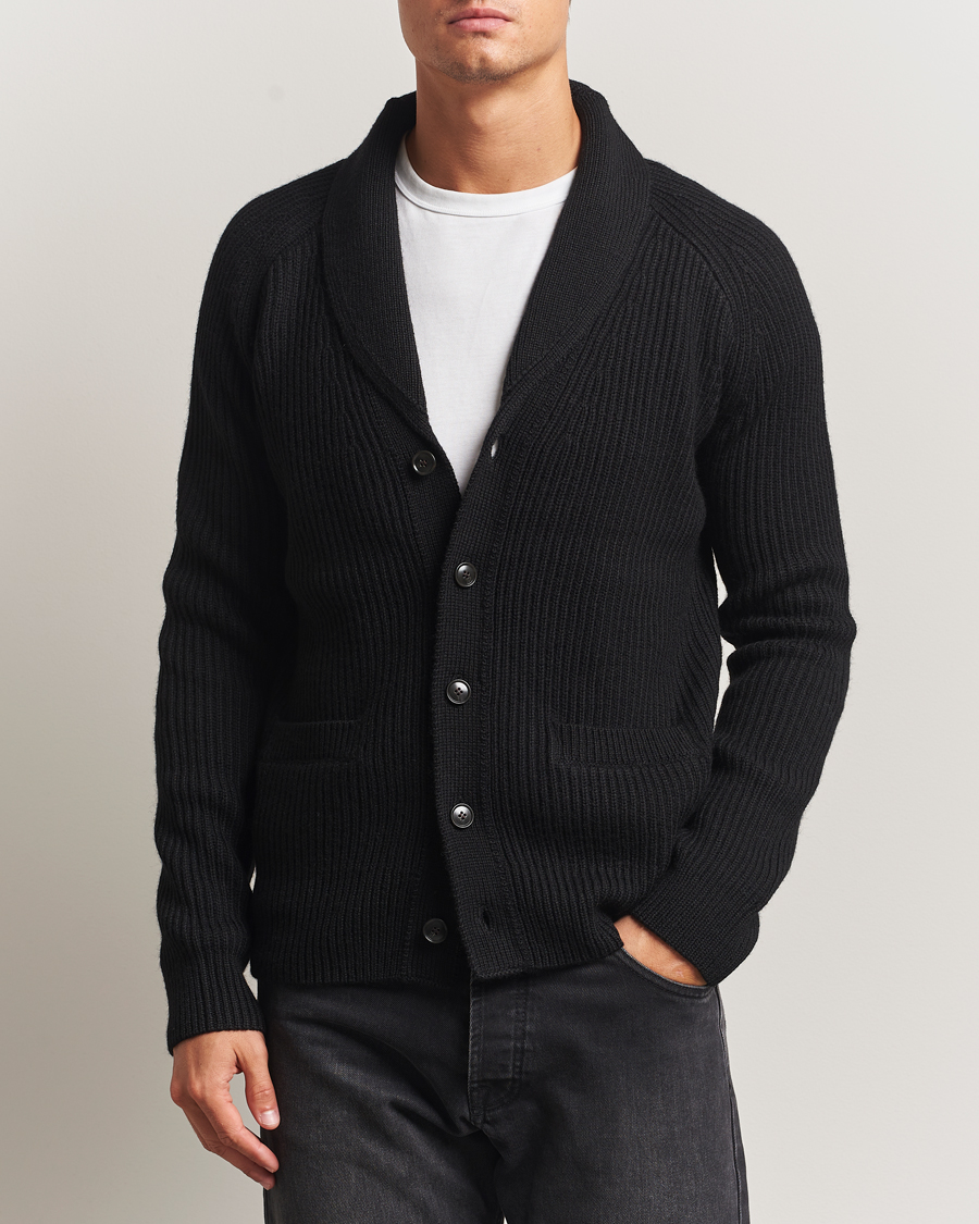 Herren | Pullover | Tiger of Sweden | Lester Heavy Wool Cardigan Black