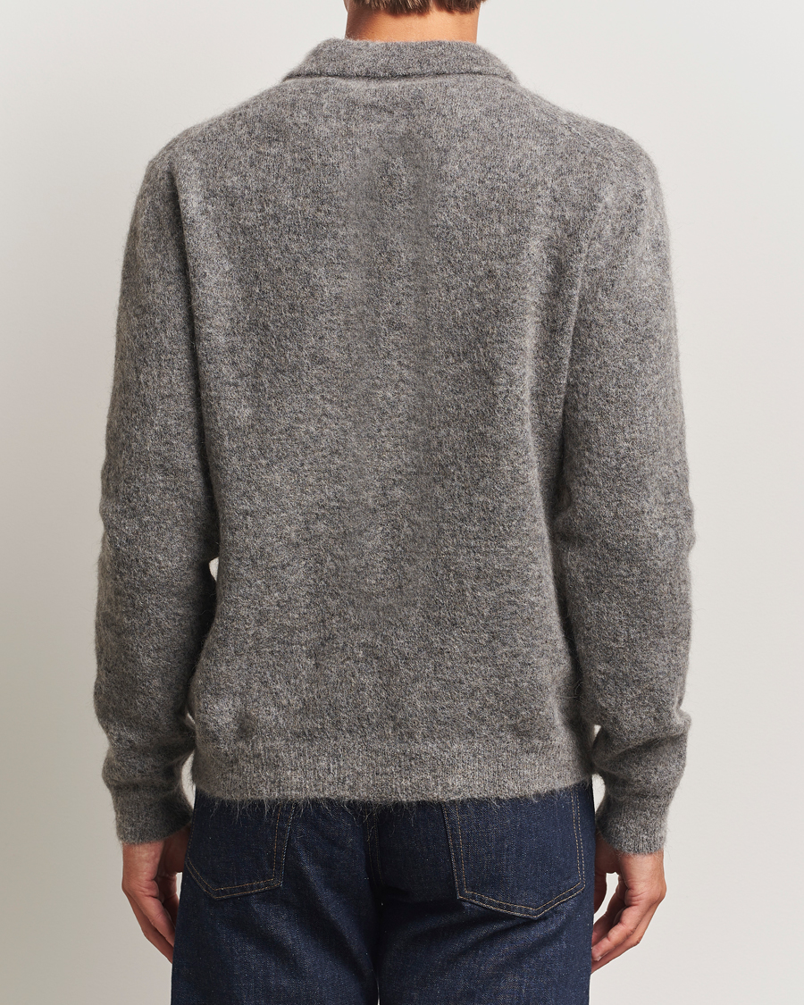 Herren | Pullover | Sunflower | Mohair Knitted Polo Grey Melange
