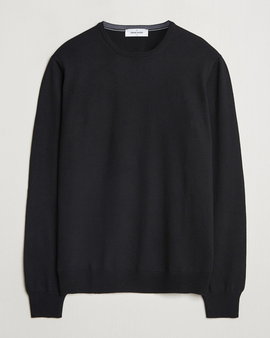 Gran Sasso Merino Fashion Fit Crew Neck Pullover Black – Schwarz