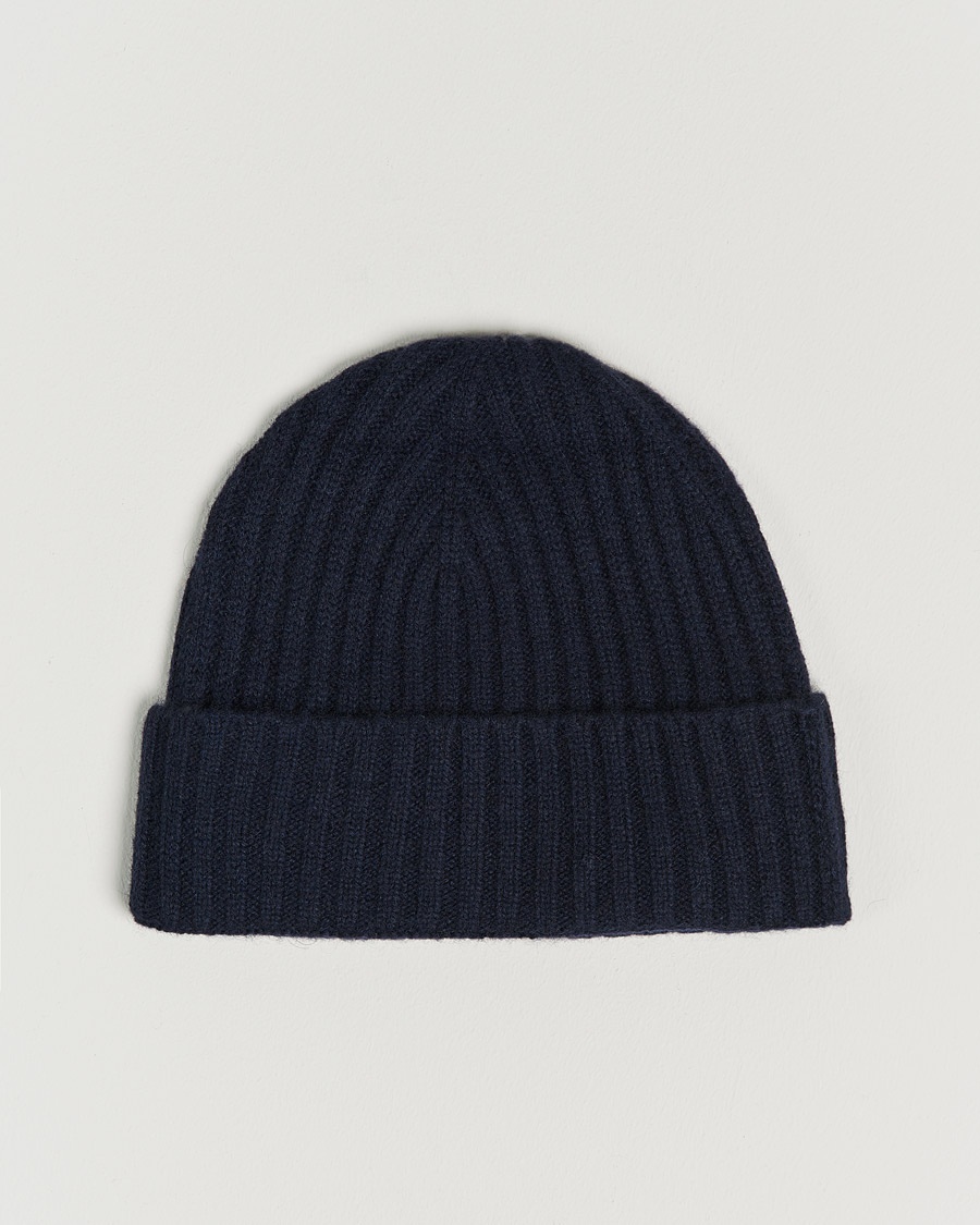Amanda Christensen Rib Knitted Cashmere Cap Navy – Blau